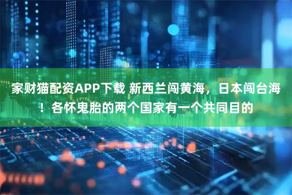 家财猫配资APP下载 新西兰闯黄海，日本闯台海！各怀鬼胎的两个国家有一个共同目的